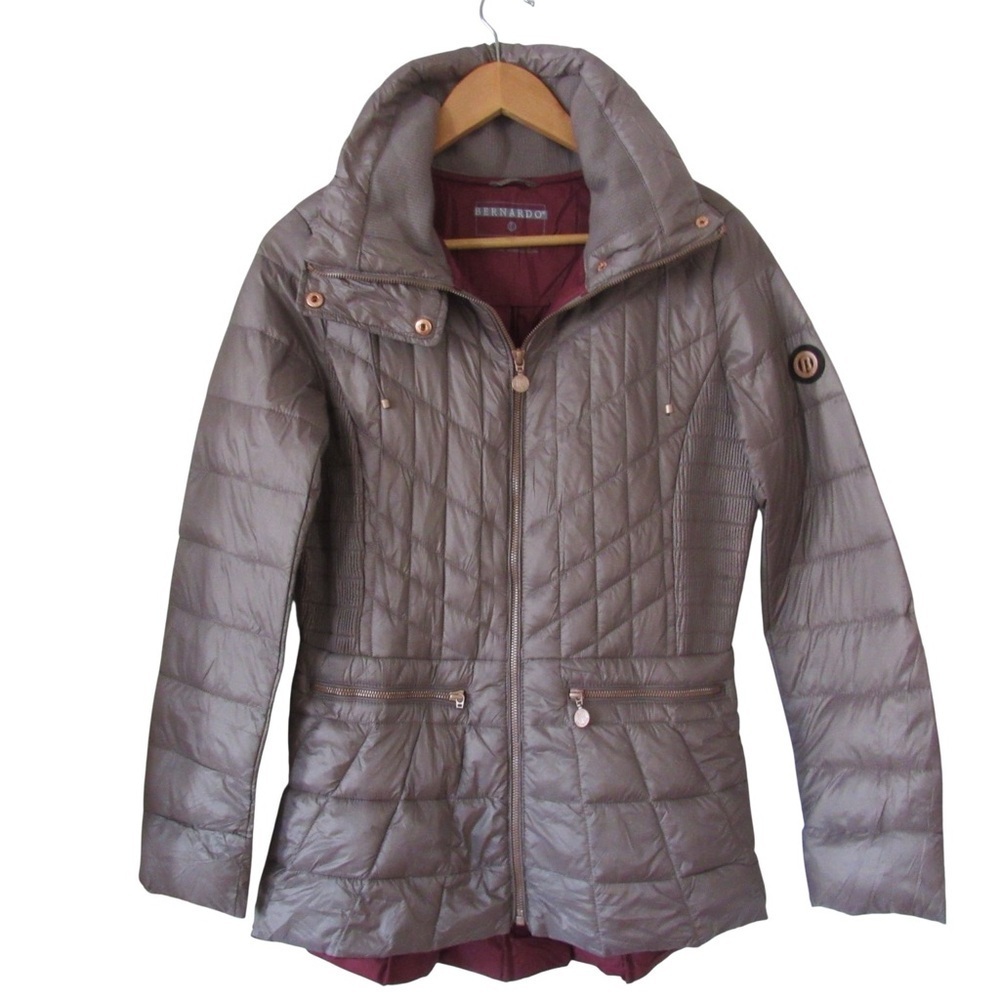Bernardo Quilted Puffer Coat Jacket Small Primaloft Down Mock Neck FLAW - Picture 12 of 12